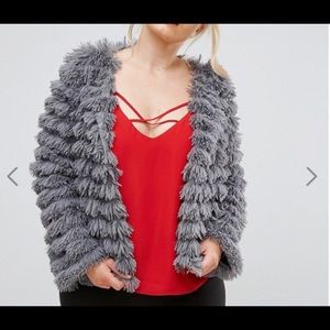 Gray Shaggy Tier Layer Coat